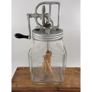 Dazey Butter Churn No 40 Glass w/Wood Paddles St. Louis USA Great Condition VTG